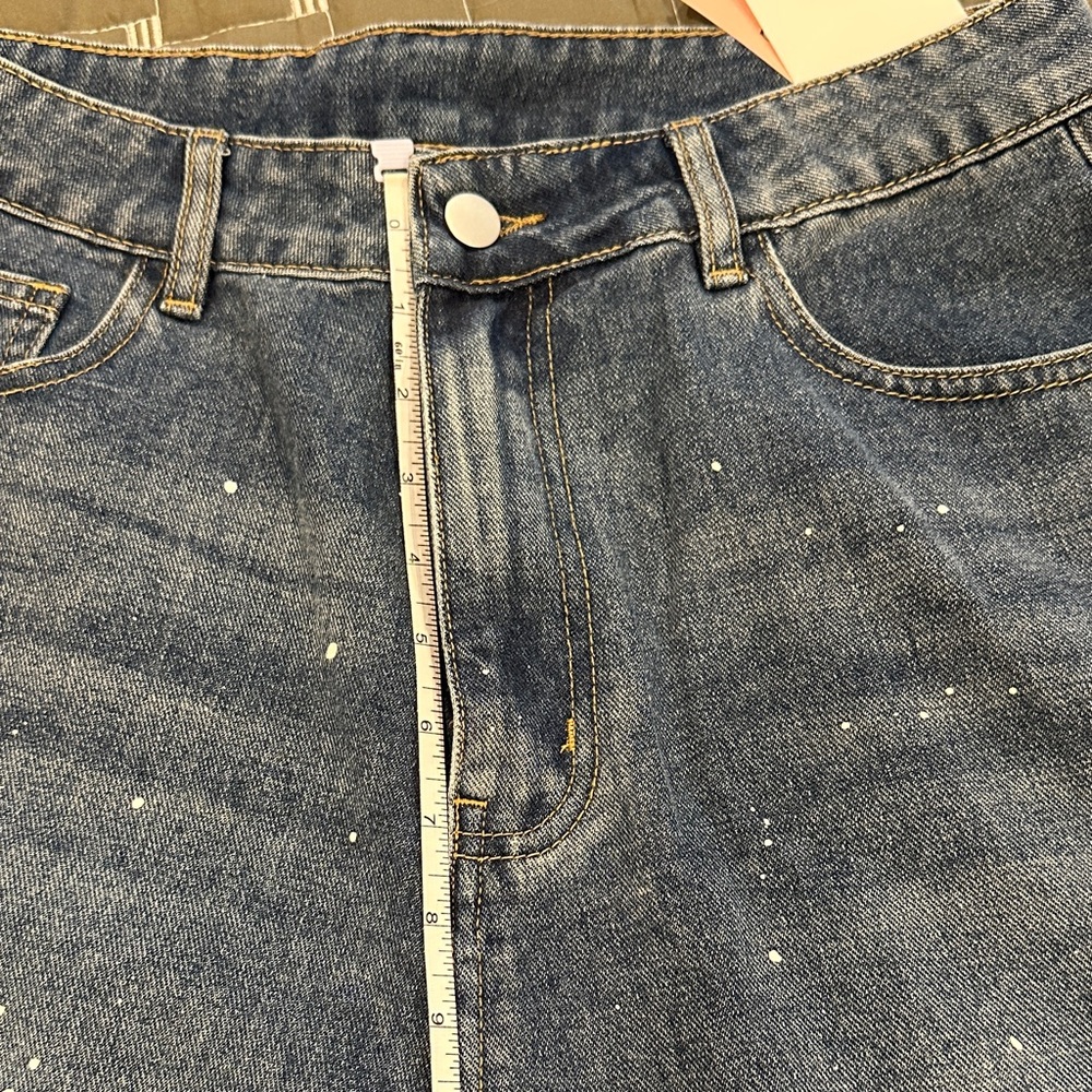 Denim Lace-Panel Jeans - Blue - Picture 10 of 11